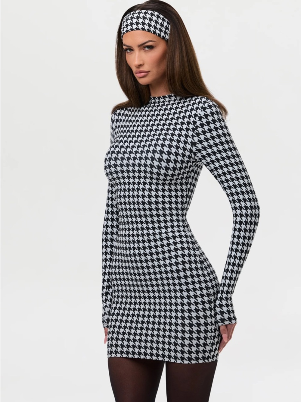 Naked Wardrobe | Naked Print Mini Dress Houndstooth